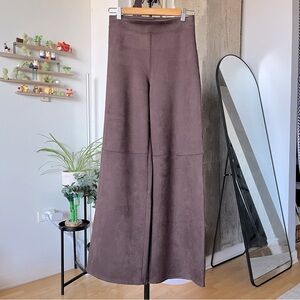 Oysho Faux Suede Wide Leg Trouser Pants